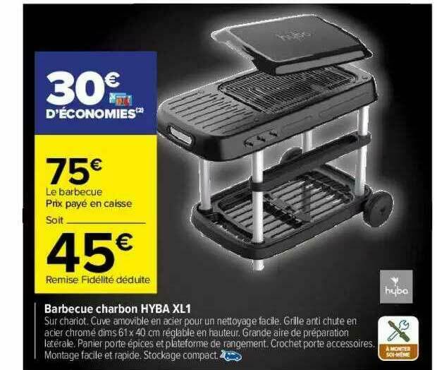 Promo Barbecue Charbon Hyba Xl1 chez Carrefour