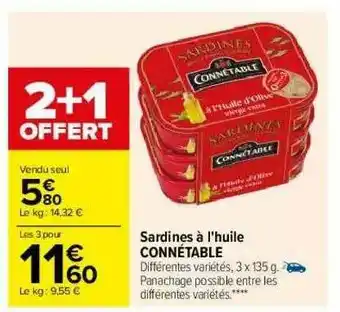 Carrefour Sardines à L'huile Connétable offre
