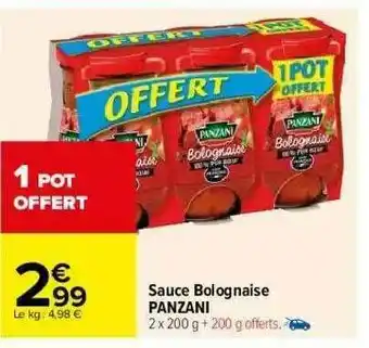 Carrefour Sauce Bolognaise Panzani offre