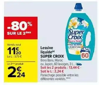 Carrefour Lessive Liquide Super Croix offre