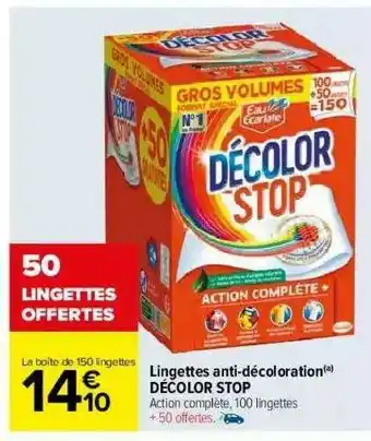 Carrefour Lingettes Anti-décoloration Décolor Stop offre