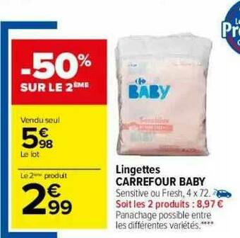 Carrefour Lingettes Carrefour Baby offre