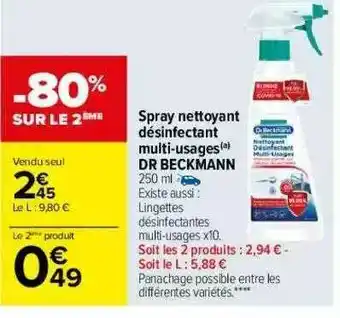 Carrefour Spray Nettoyant Désinfectant Multi-usages Dr Beckmann offre