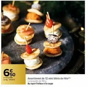 Carrefour Assortiment De 12 Mini Blinis De Fête offre