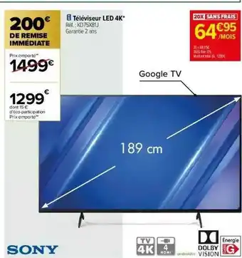 Carrefour Téléviseur Led 4k Sony offre