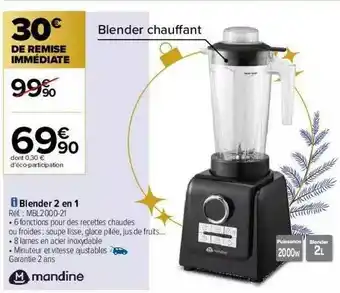 Carrefour Blender 2 En 1 Mandine offre