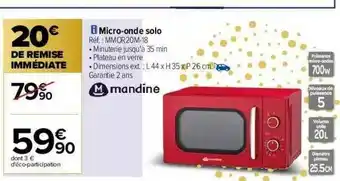 Carrefour Micro-onde Solo Mandine offre