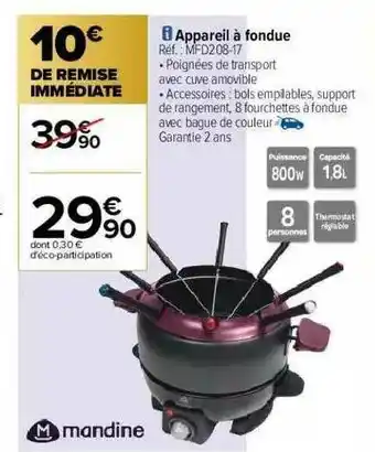 Carrefour Appareil à Fondue Mandine offre