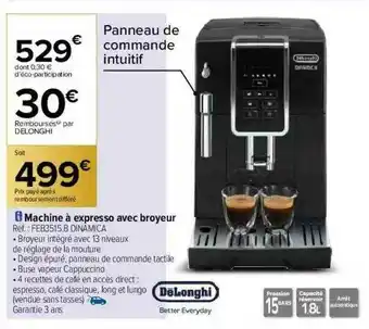 Carrefour Machine à Expresso Avec Broyeur Dëlonghi offre