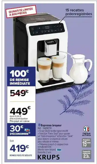 Carrefour Expresso Broyeur Krups offre
