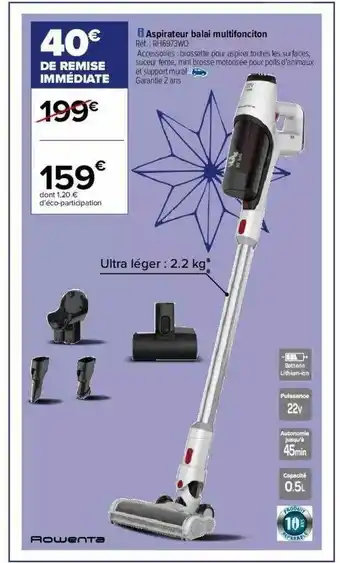 Carrefour Aspirateur Balai Multifonction Rowenta offre