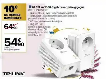 Carrefour Kit Cpl Av1000 Gigabit Avec Prise Gigogne Tp-link offre