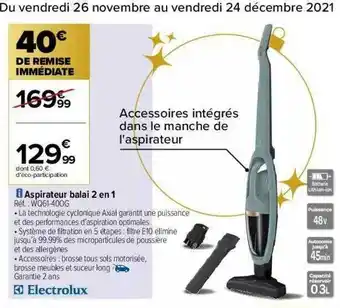 Carrefour Aspirateur Balai 2 En 1 Electrolux offre