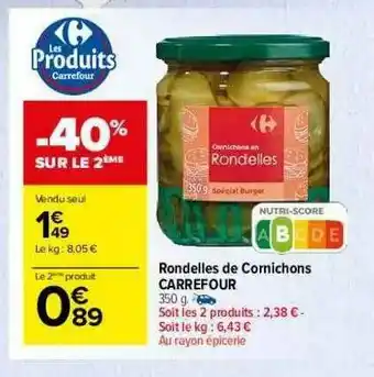 Carrefour Market Rondelles De Cornichons Carrefour offre