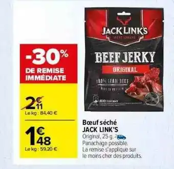 Carrefour Market Bœuf Séché Jack Link's offre