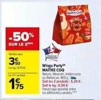 Carrefour Market Wings Party Maître Coq offre