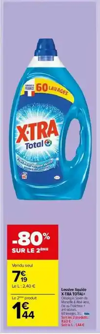 Carrefour Market Lessive Liquide X-tra Total+ offre