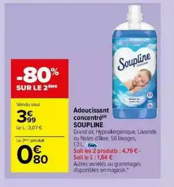 Carrefour Market Adoucissant Concentré Soupline offre