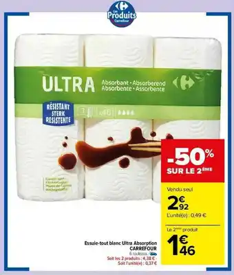 Carrefour Market Essuie-tout Blanc Ultra Absorption Carrefour offre