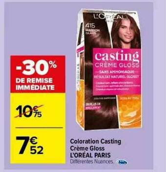 Carrefour Market Coloration Casting Crème Gloss L'oréal Paris offre