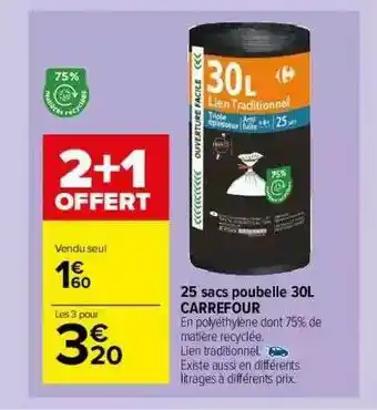 Carrefour Market 25 Sacs Poubelle 30l Carrefour offre
