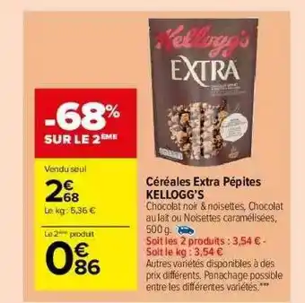 Carrefour Market Céréales Extra Pépites Kellogg's offre