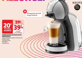 Auchan KRUPS Espresso nescafé dolce gusto mini me kp123 offre