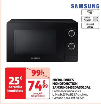 Auchan SAMSUNG Micro-ondes monofonction ms20a3010al offre