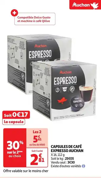 Auchan AUCHAN Capsules de café expresso offre