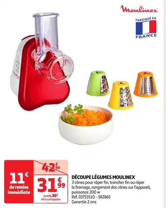 Auchan MOULINEX Découpe légumes offre