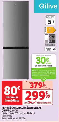 Auchan QILIVE Réfrigérateur congélateur bas q.6808 offre