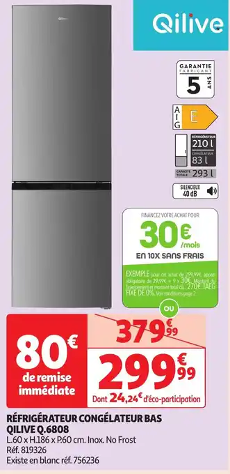 Auchan QILIVE Réfrigérateur congélateur bas q.6808 offre