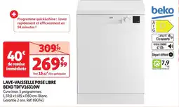 Auchan BEKO Lave-vaisselle pose libre tdfv16310w offre