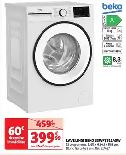 Auchan BEKO Lave linge b3wft51140w offre