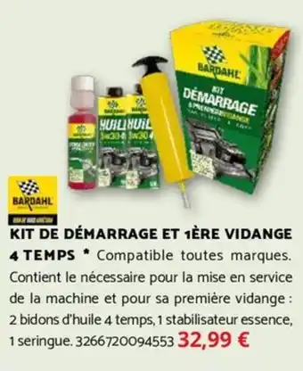 Bricomarché BARDAHL Kit de démarrage et 1ère vidange 4 temps offre