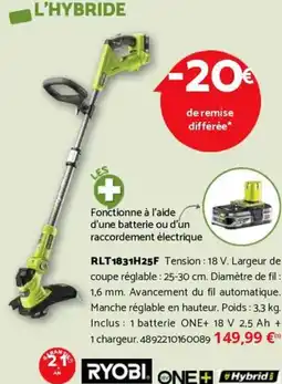 Bricomarché RYOBI Rlt1831h25f offre