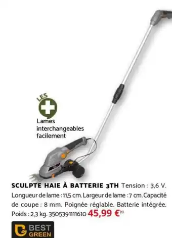 Bricomarché BEST GREEN Sculpte haie à batterie 3th offre