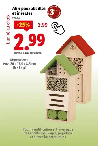 Lidl Abri pour abeilles et insectes offre