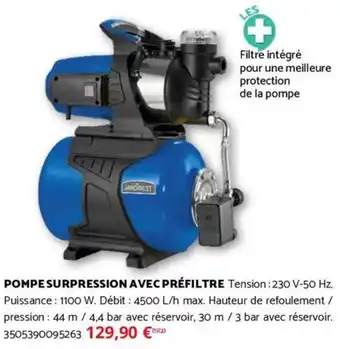 Bricomarché JARDĪBEST Pompe surpression avec préfiltre offre