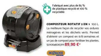 Bricomarché HOZELOCK EXEL Composteur rotatif 2 en 1 offre