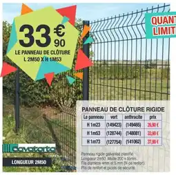 Chretien Matériaux Le panneau de clôture l 2m50 x h 1m53 offre