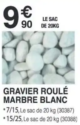 Chretien Matériaux Gravier roulé marbre blanc offre