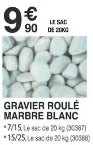 Chretien Matériaux Gravier roulé marbre blanc offre