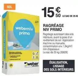 Chretien Matériaux WEBERNOV PRIMO Ragréage niv primo offre