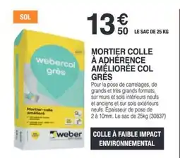 Chretien Matériaux WEBERCOL GRES Mortier colle à adhérence améliorée col grés offre