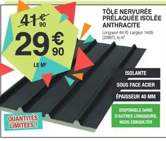 Chretien Matériaux Tôle nervurée prélaquée isolée anthracite offre