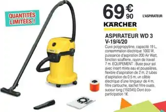 Chretien Matériaux KARCHER Aspirateur wd 3 v-19/4/20 offre