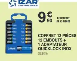 Chretien Matériaux Coffret 13 pièces : 12 embouts + 1 adaptateur quicklock inox offre