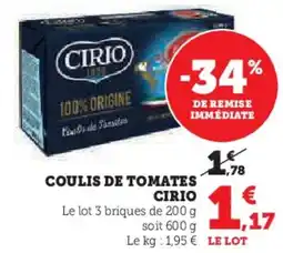 Super U CIRIO Coulis de tomates offre