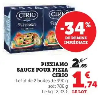 Super U CIRIO Pizziamo sauce pour pizza offre